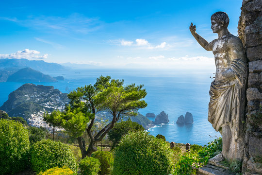 Beautiful view of Capri island from Mount Solaro - Capri, Italy