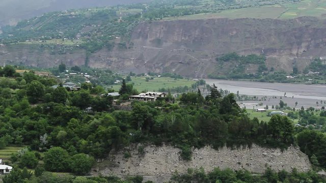 The landscape surrounding the Kalash People's village in the mountains of Pakistan