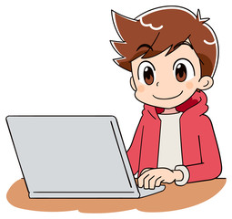 小学生 子ども 男の子 パソコン（アニメ・ゲーム風テイスト）
