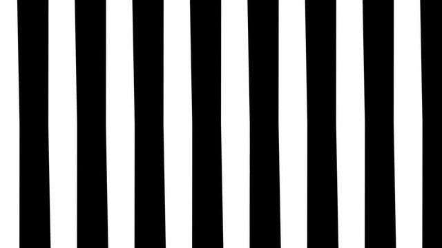 Loopable broad black and white lines crossing stripe pattern rotating background, 4K UHD