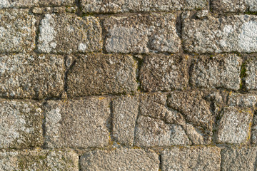 Beautiful brown and grey granite stone stack wall
