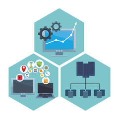 Fototapeta premium set computer with informatic items