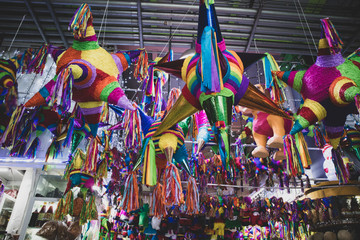 Fototapeta na wymiar Piñatas for Sale at Market in Mexico City