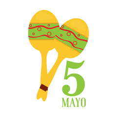Pair of maracas. Cinco de mayo. Vector illustration design