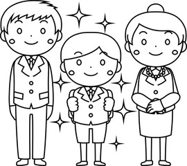 Young Family in the entrance ceremony outline