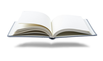 Opened book isolated on white background.