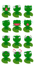 frog character, emotions, facial expressions, cartoon