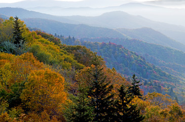 Smoky Mountains in fall colors.