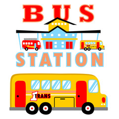 Fototapeta na wymiar Bus station cartoon