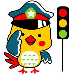 little birds cartoon is a traffic cop