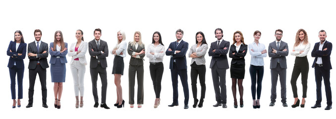 panoramic photo of a big business team standing together