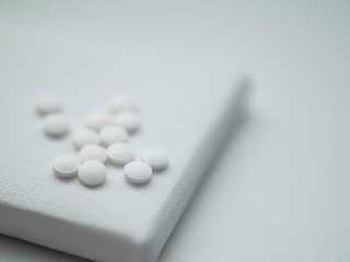 pills on white background