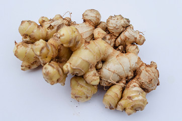 Fresh Ginger Root On White Background