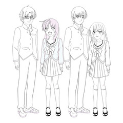 Fototapeta na wymiar anime manga group