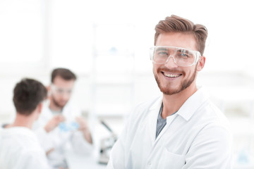 Fototapeta premium closeup.successful scientist on a light background