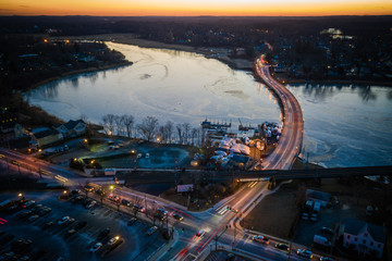 Aerial of Sunset in Red Bank New Jersey 