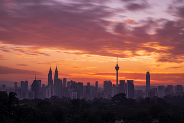 kuala lumpur city scape in blue hour