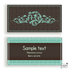 Visiting and business card set with scrolls.
