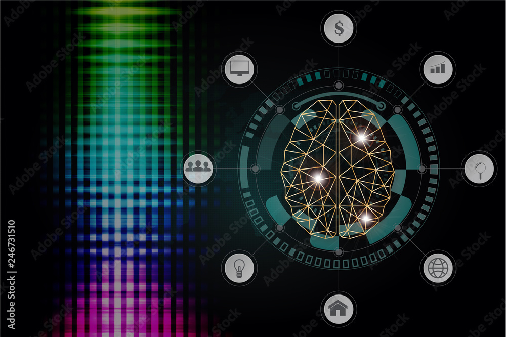 Wall mural abstract big data ai technology concept background illustration