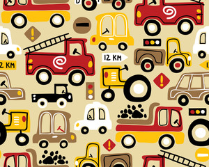 Seamless pattern vector with vehicles cartoon