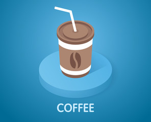 Coffee isometric icon. Vector illustration. 3d concept
