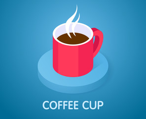 Coffee cup isometric icon. Vector illustration. 3d concept