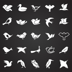 Bird icons set on black background for graphic and web design, Modern simple vector sign. Internet concept. Trendy symbol for website design web button or mobile app