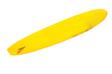 Yellow surfboard isolated with clipped