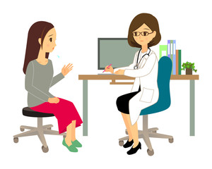 診察室　女医と患者　02