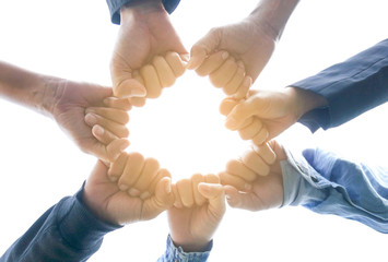 Hand of people assemble corporate Meeting Teamwork and harmonious Symbol