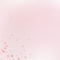 Red heart love confettis. Valentine's day corner c