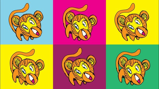 kids drawing pop art seamless background with theme of monkey