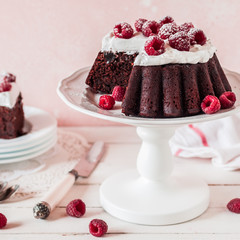 Sliced Chocolate Raspberry Cake