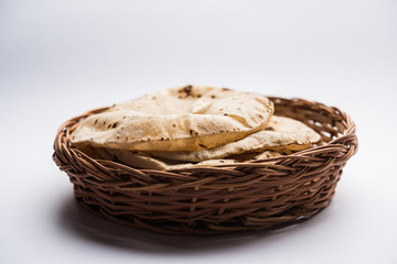 Chapati / Tava Roti also known as Indian bread or Fulka/phulka. Main ingredient of lunch/dinner in India/Pakistan. selective focus