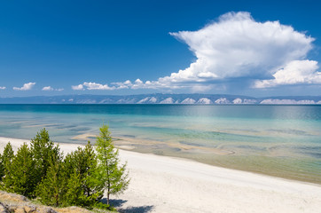 Calm day on the of lake Baikal, Russia