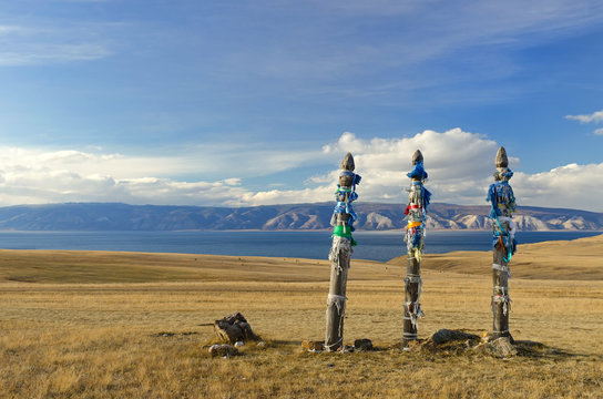 Sacread buryat place on island Olkhon, lake Baikal, Russia