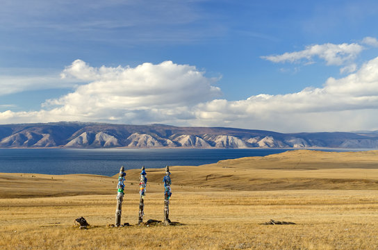 Sacread buryat place on island Olkhon, lake Baikal, Russia