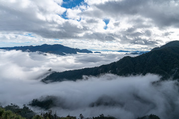 Clouds in the mountains in early morning