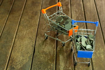 Silver coins in the cart.