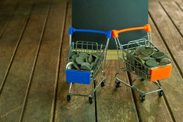 Silver coins in the cart.