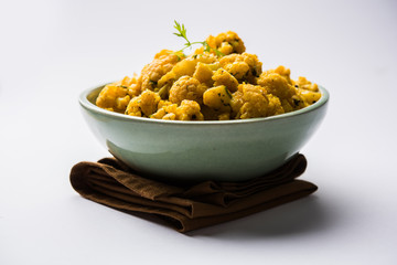 Dry Gobi Masala/ cauliflower Sabzi served in a bowl. selective focus