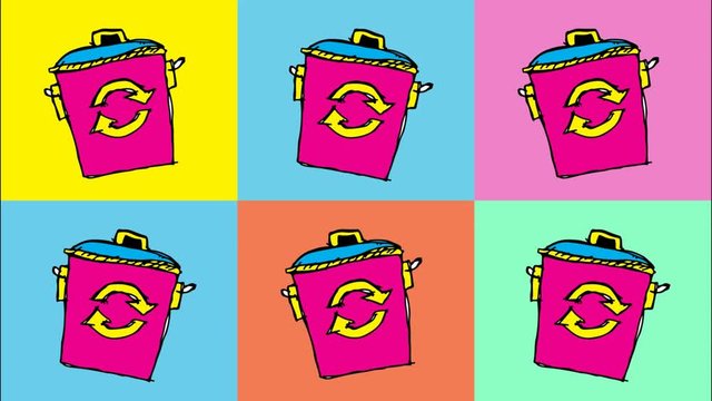 kids drawing pop art seamless background with theme of recycling