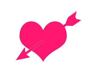 Pink Pierced Heart. Love Sign. Happy Valentine Day