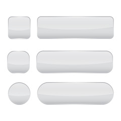 White glass buttons. Web 3d shiny icons set