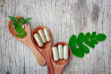 Alternative supplement with herbal medicine and herbs for healthy eating in daily life 