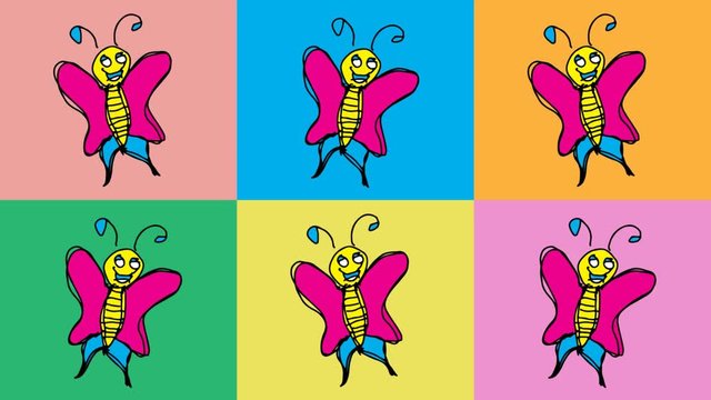 kids drawing pop art seamless background with theme of butterfly