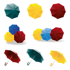 Umbrellas on a white background.  Set of multi-colored umbrellas isolated on white background. Elements for your design. Vector illustration. © shark192009