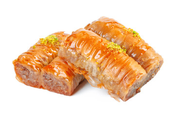 Turkish Ramadan Dessert Baklava isolated on white
