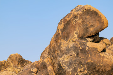 Fototapeta na wymiar Rock formations against a blue sky in the Alabama Hills near Lone Pine, California, USA