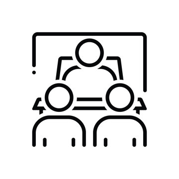 Black line icon for debriefing interview  